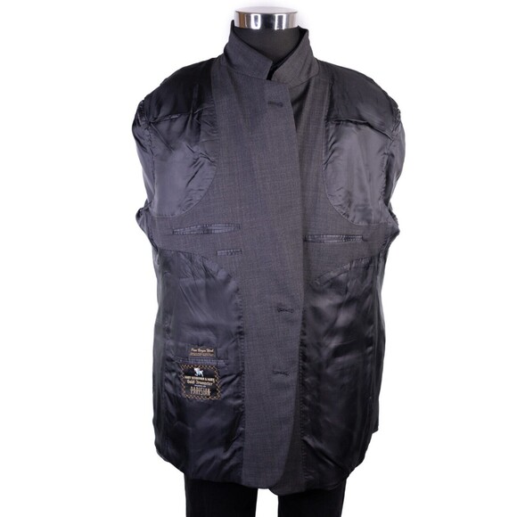 HART SCHAFFNER & MARX GOLD TRUMPETER Gray Wool 2 Button Sport Coat Jacket Sz 48R - Picture 9 of 13